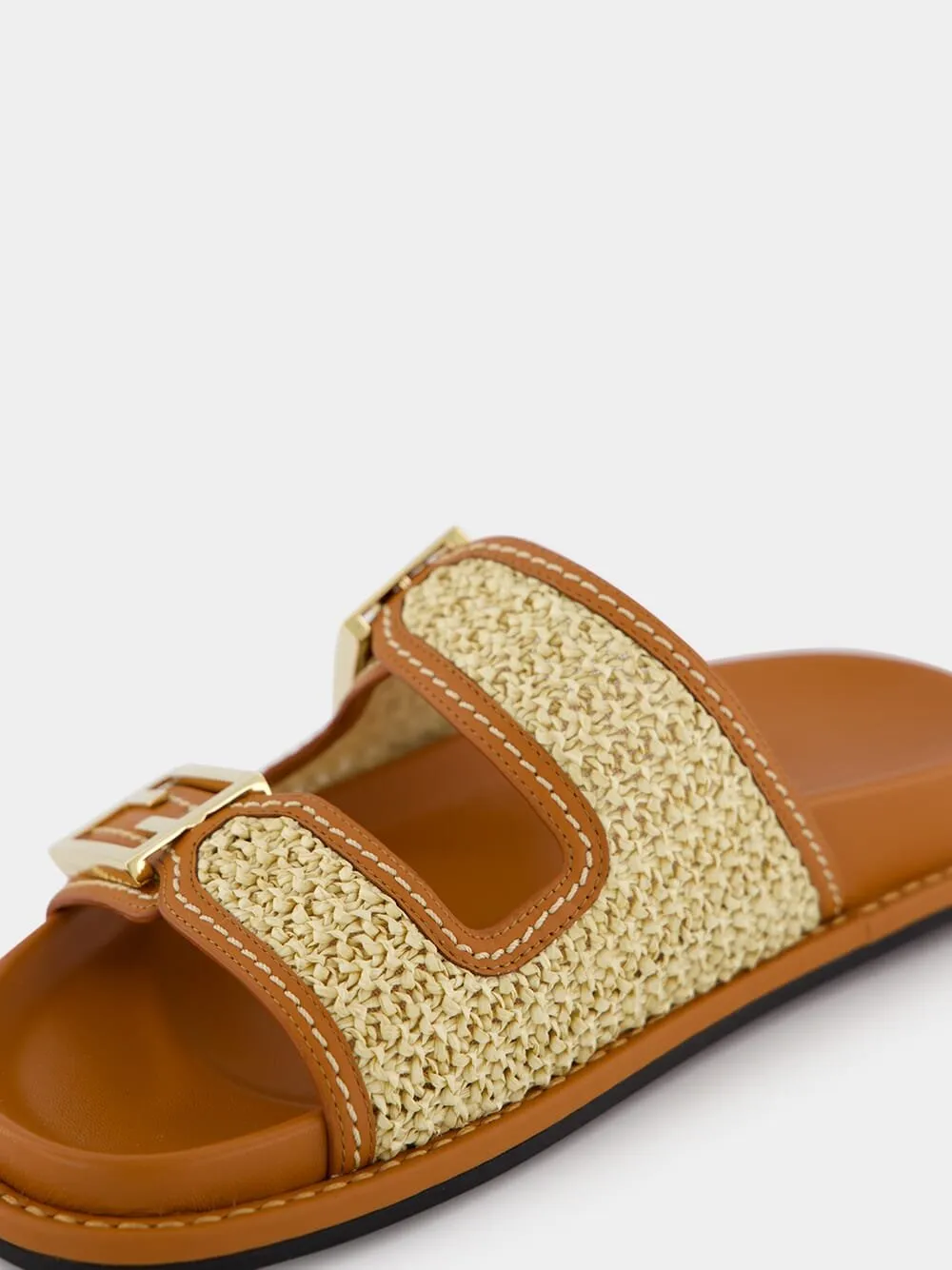 Double-Band Flat Leather Slides