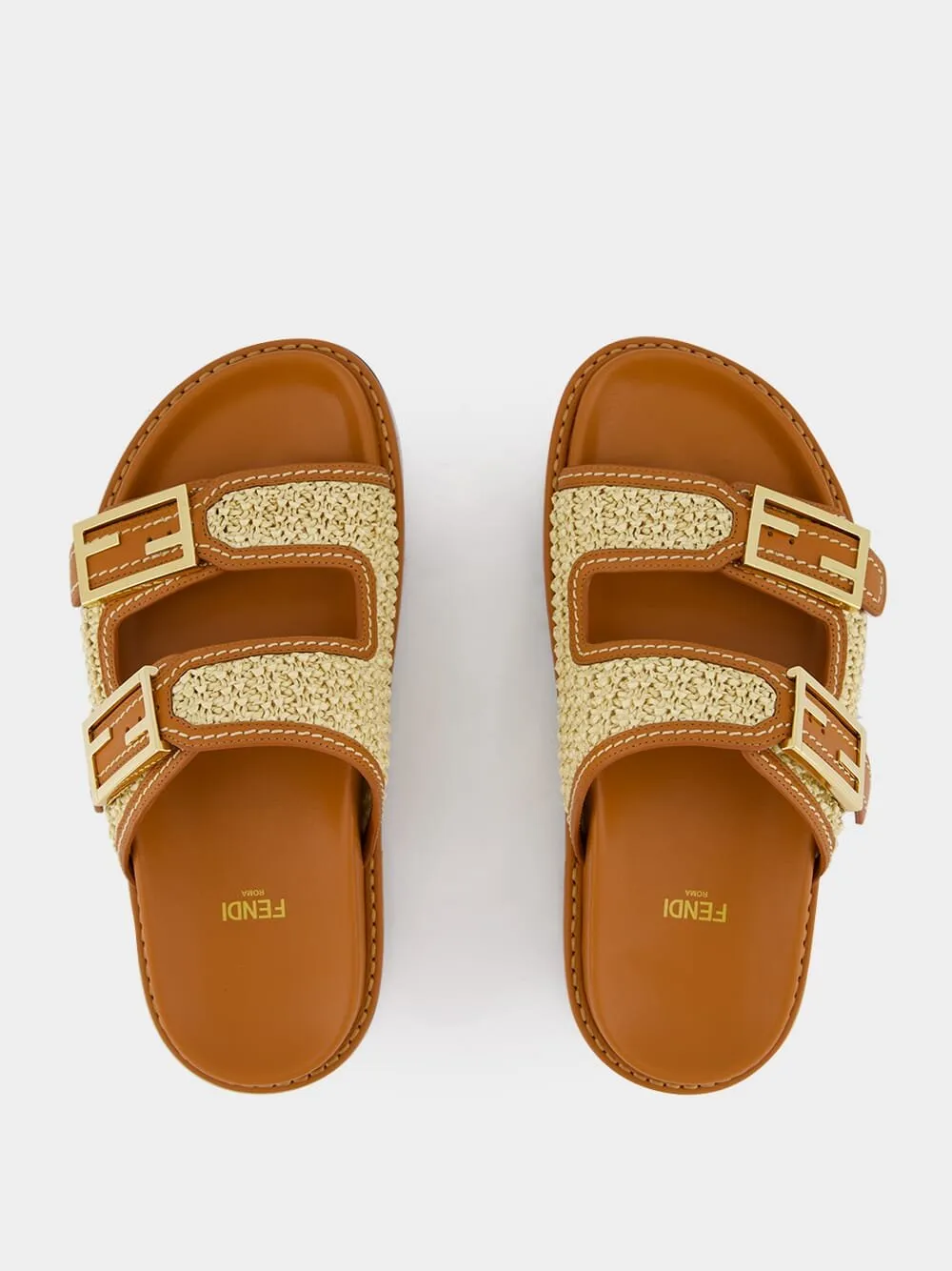 Double-Band Flat Leather Slides
