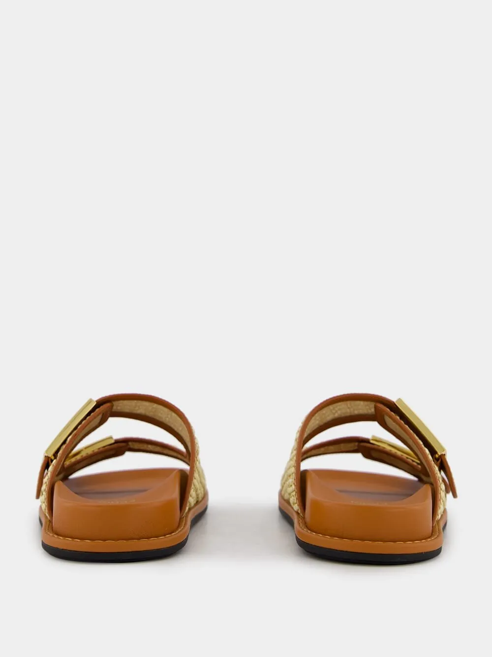 Double-Band Flat Leather Slides