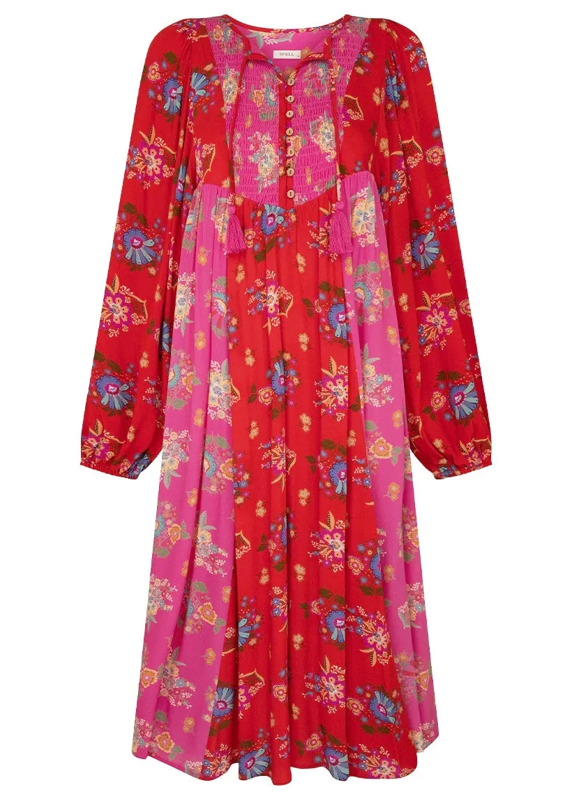 Dress | Solstice Boho Midi (Salsa Rose)