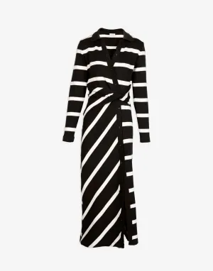 Ellicot Dress in Black/Chalk Wide Stripe