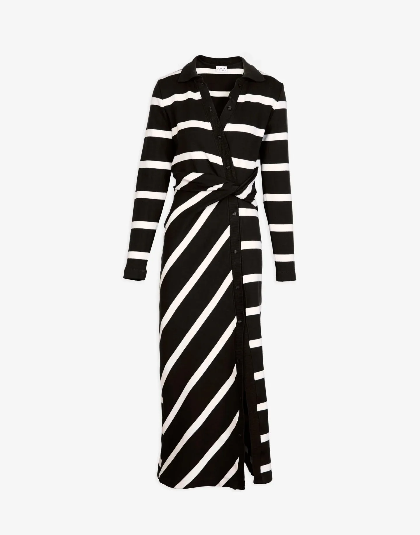 Ellicot Dress in Black/Chalk Wide Stripe