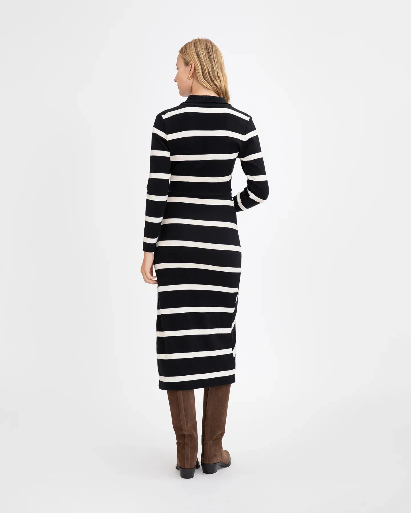 Ellicot Dress in Black/Chalk Wide Stripe