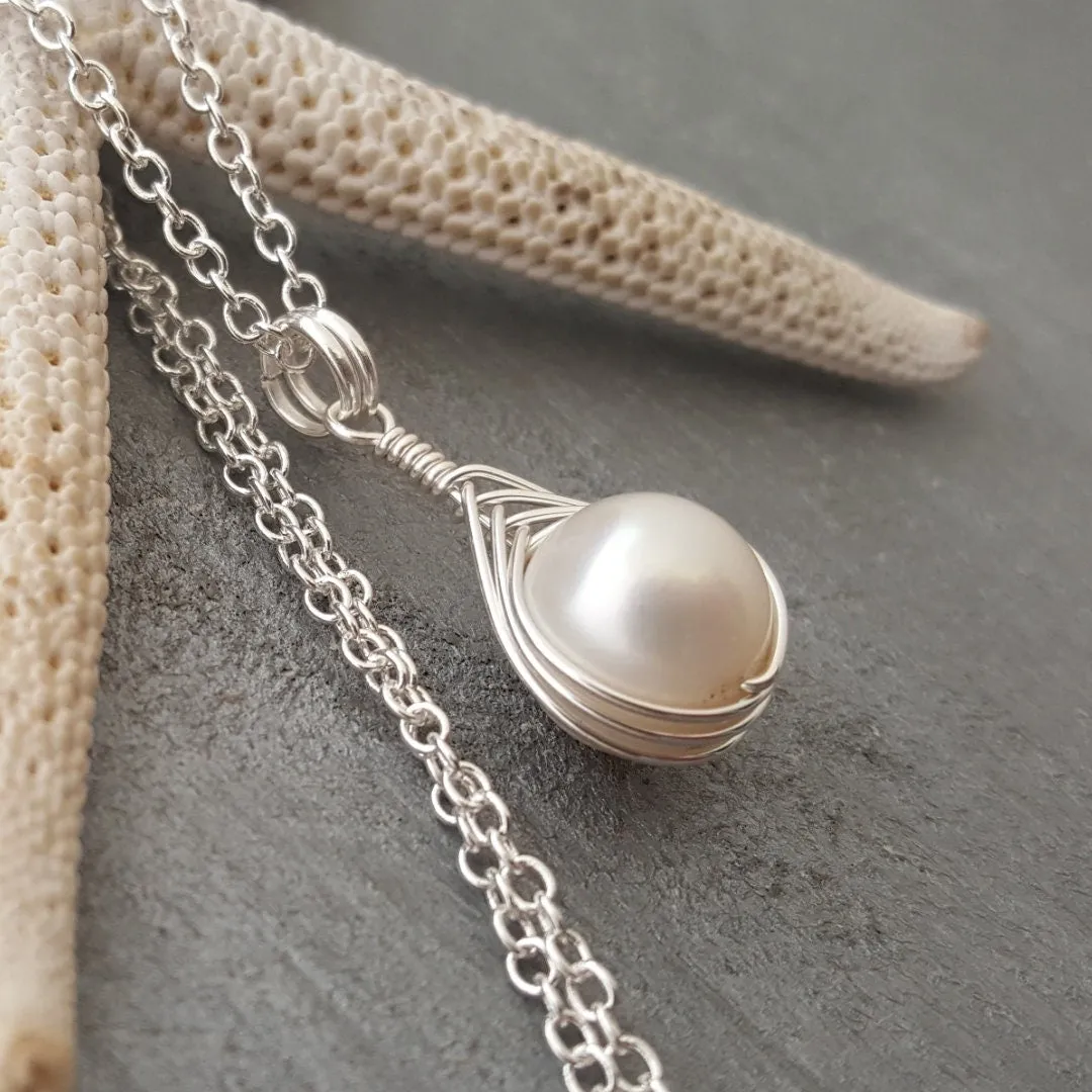 Exclusive from yinahawaii, Wire Braided Sized Round Natural Pearl necklace, "June Birthstone",   FREE gift wrap