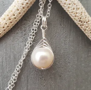 Exclusive from yinahawaii, Wire Braided Sized Round Natural Pearl necklace, "June Birthstone",   FREE gift wrap