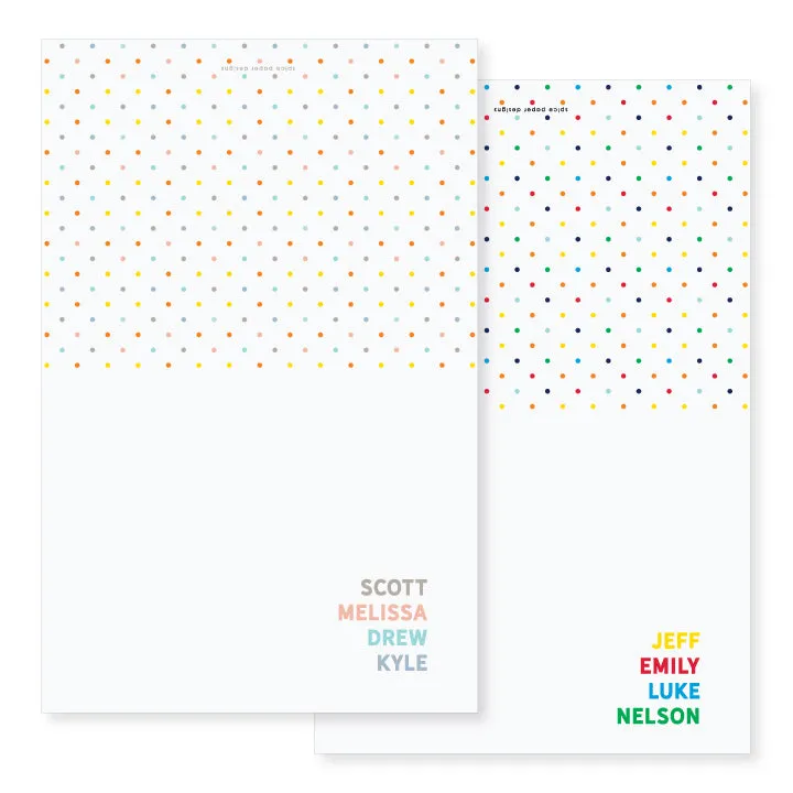 Folded Polka Dot Family Notecards // 4.25x5.5"