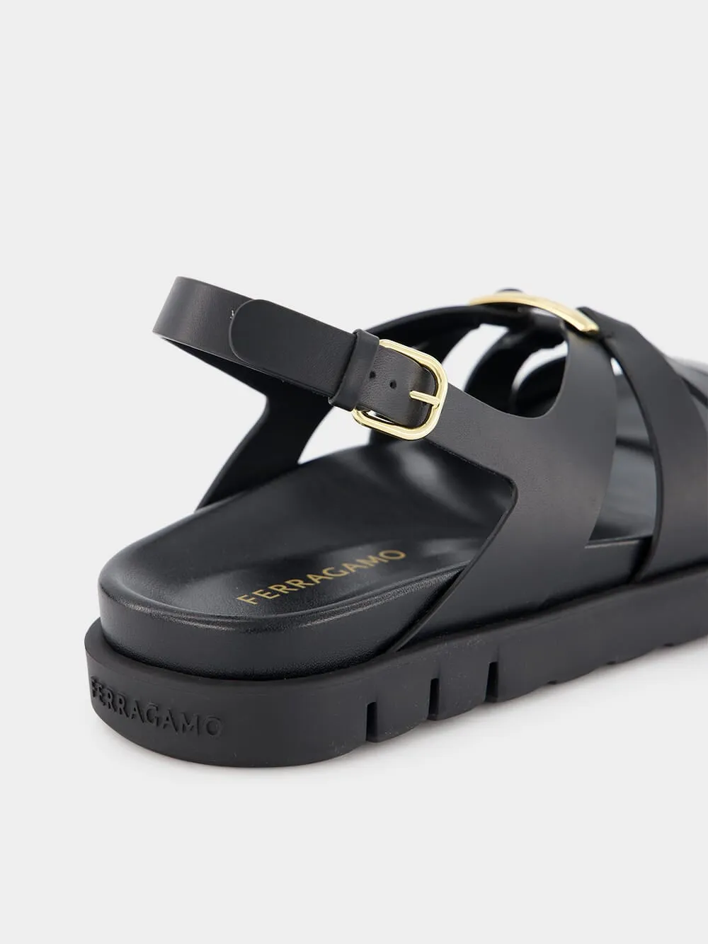 Gancini Ornament Flat Sandal