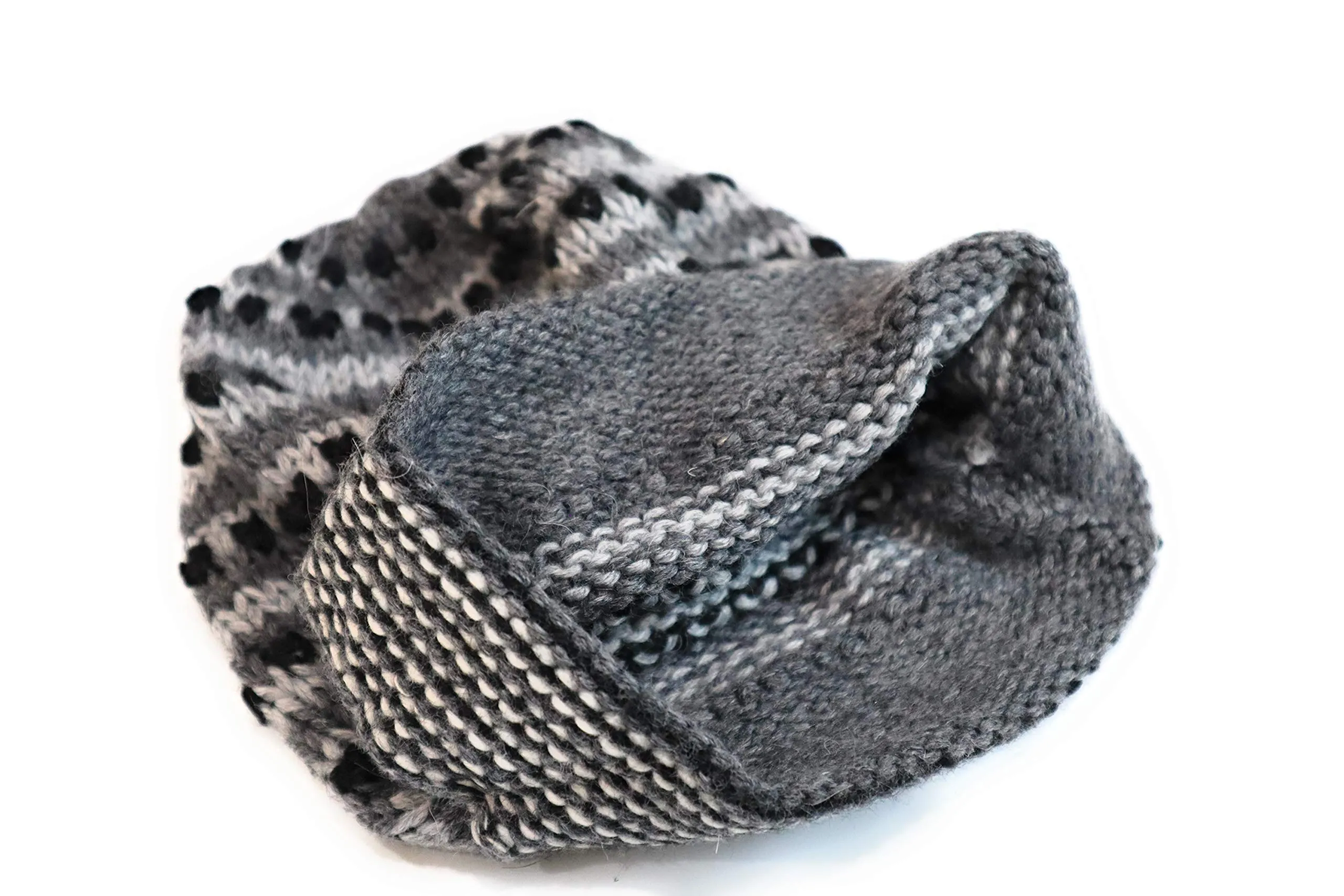 Hand-Knotted Chullo Winter Hat Grey, White, Black. Multicolor. Alpaca Wool Blend Inca Culture Design. Beanie Hat. Rustic Unisex