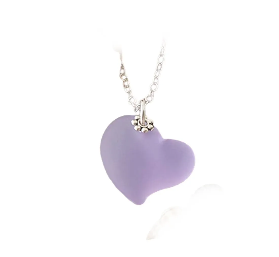 Handmade in Hawaii, "Magical Color Changing" Purple heart sea glass necklace ,Beach glass necklace