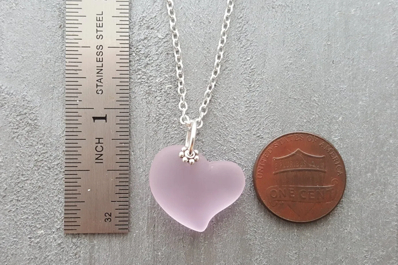 Hawaiian Jewelry Sea Glass Necklace, Heart Necklace Pink Necklace, Sea Glass Jewelry Beach Jewelry Birthday Gift(October Birthstone Jewelry)