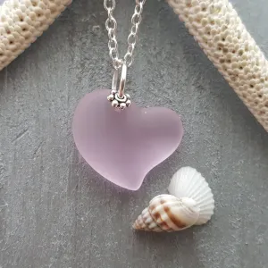 Hawaiian Jewelry Sea Glass Necklace, Heart Necklace Pink Necklace, Sea Glass Jewelry Beach Jewelry Birthday Gift(October Birthstone Jewelry)