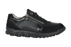 'Haylie' women's wide fit (H) walking rolling sneaker - black