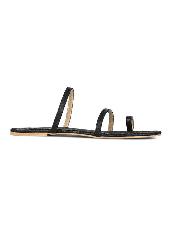 Hydes N Hues Black Flat Sandal For Women