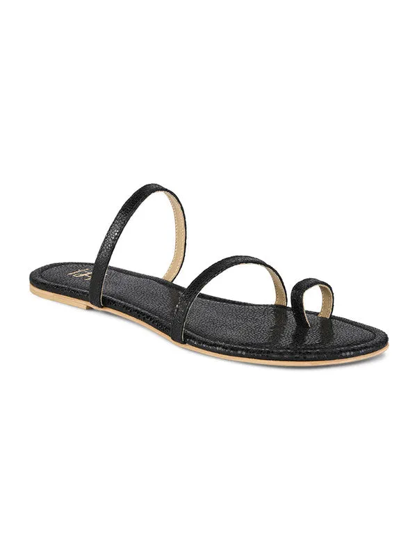 Hydes N Hues Black Flat Sandal For Women