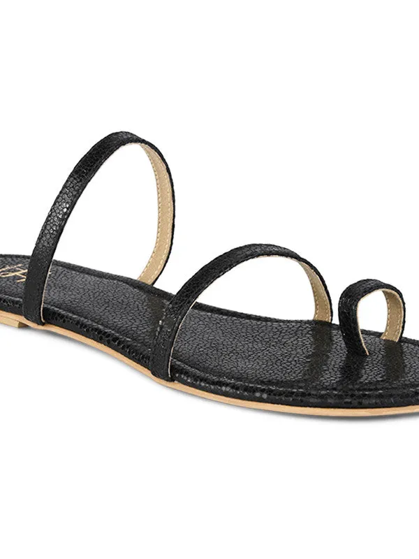 Hydes N Hues Black Flat Sandal For Women