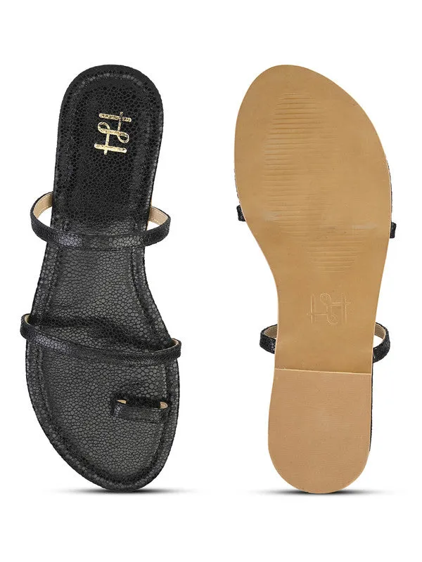 Hydes N Hues Black Flat Sandal For Women