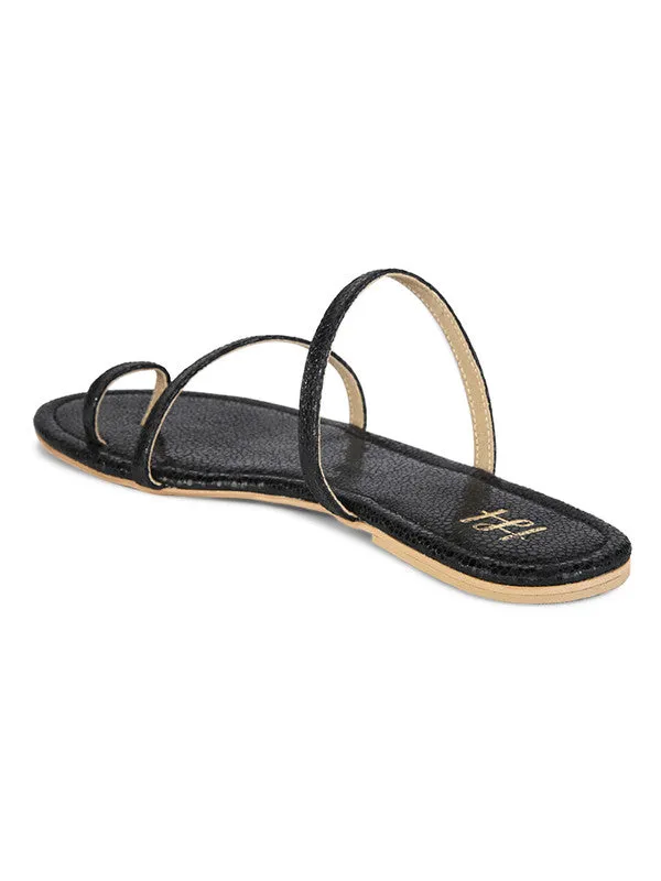 Hydes N Hues Black Flat Sandal For Women