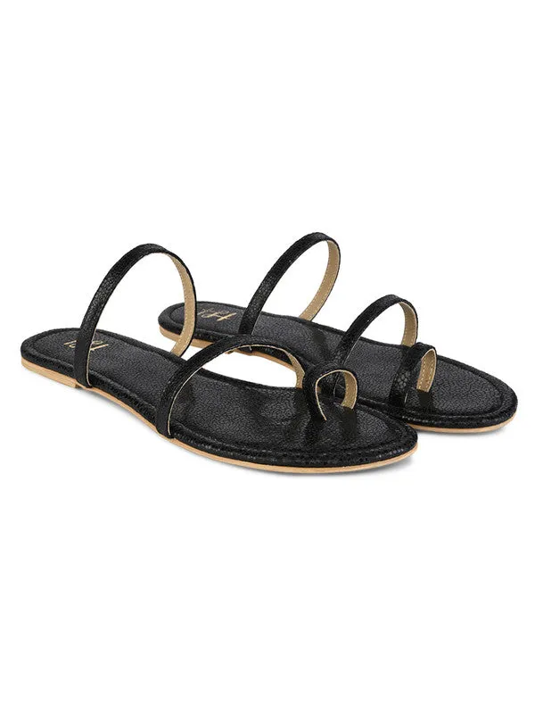 Hydes N Hues Black Flat Sandal For Women