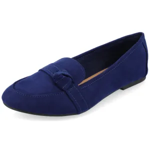 Journee Slip-On Knotted Loafer Flat for Women - Comfortable Marci Round Toe Fashion Dress Shoe Taupe 5.5 Medium Womens US