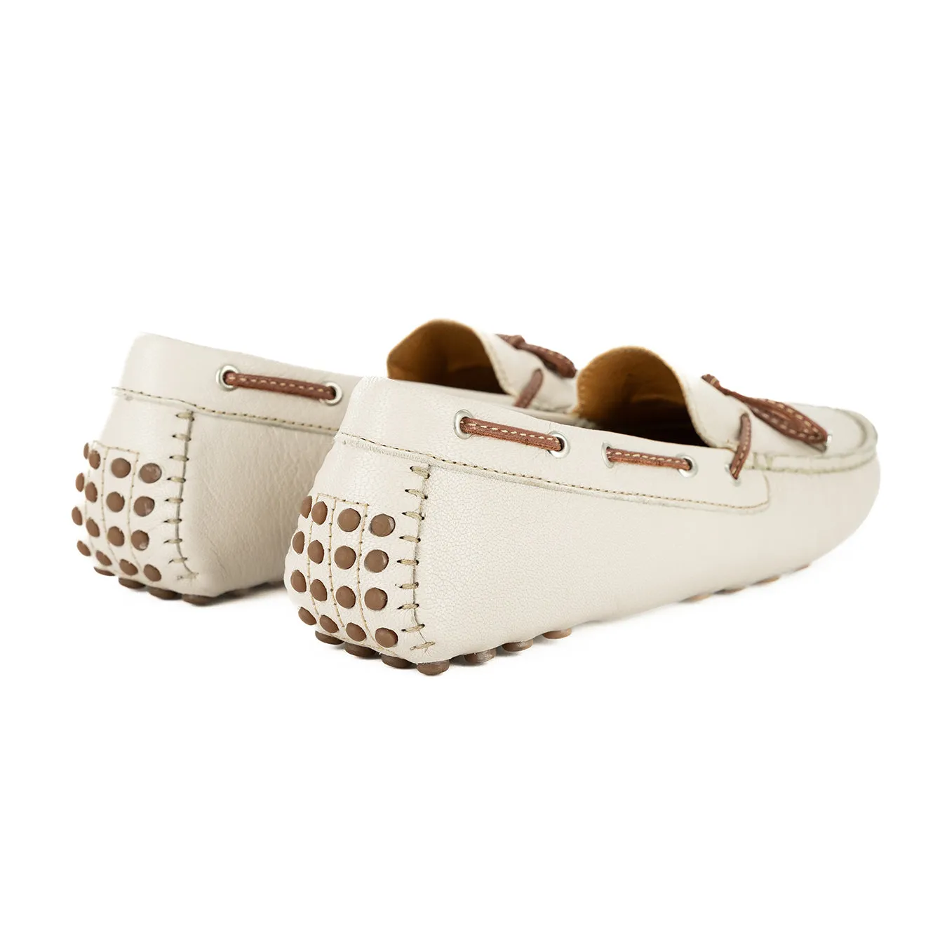 Kamensi : Ladies Leather Moccasin In Cream Cayak