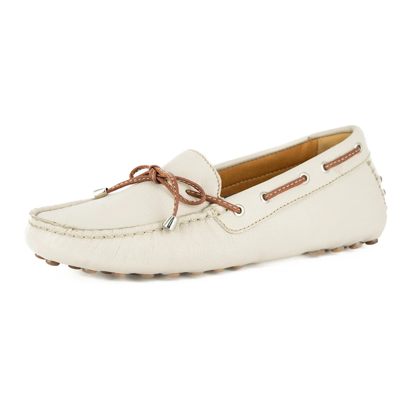 Kamensi : Ladies Leather Moccasin In Cream Cayak
