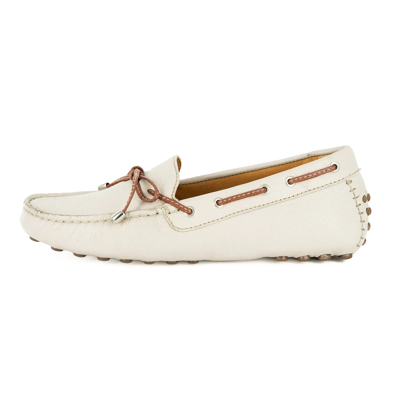 Kamensi : Ladies Leather Moccasin In Cream Cayak