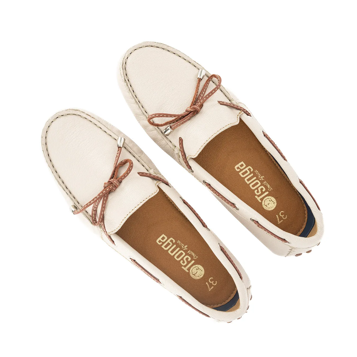 Kamensi : Ladies Leather Moccasin In Cream Cayak