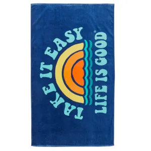 Life is Good Take It Easy Rainbow Waves Beach Towel