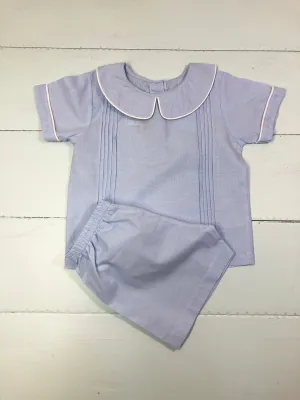Light blue shorts set white trim