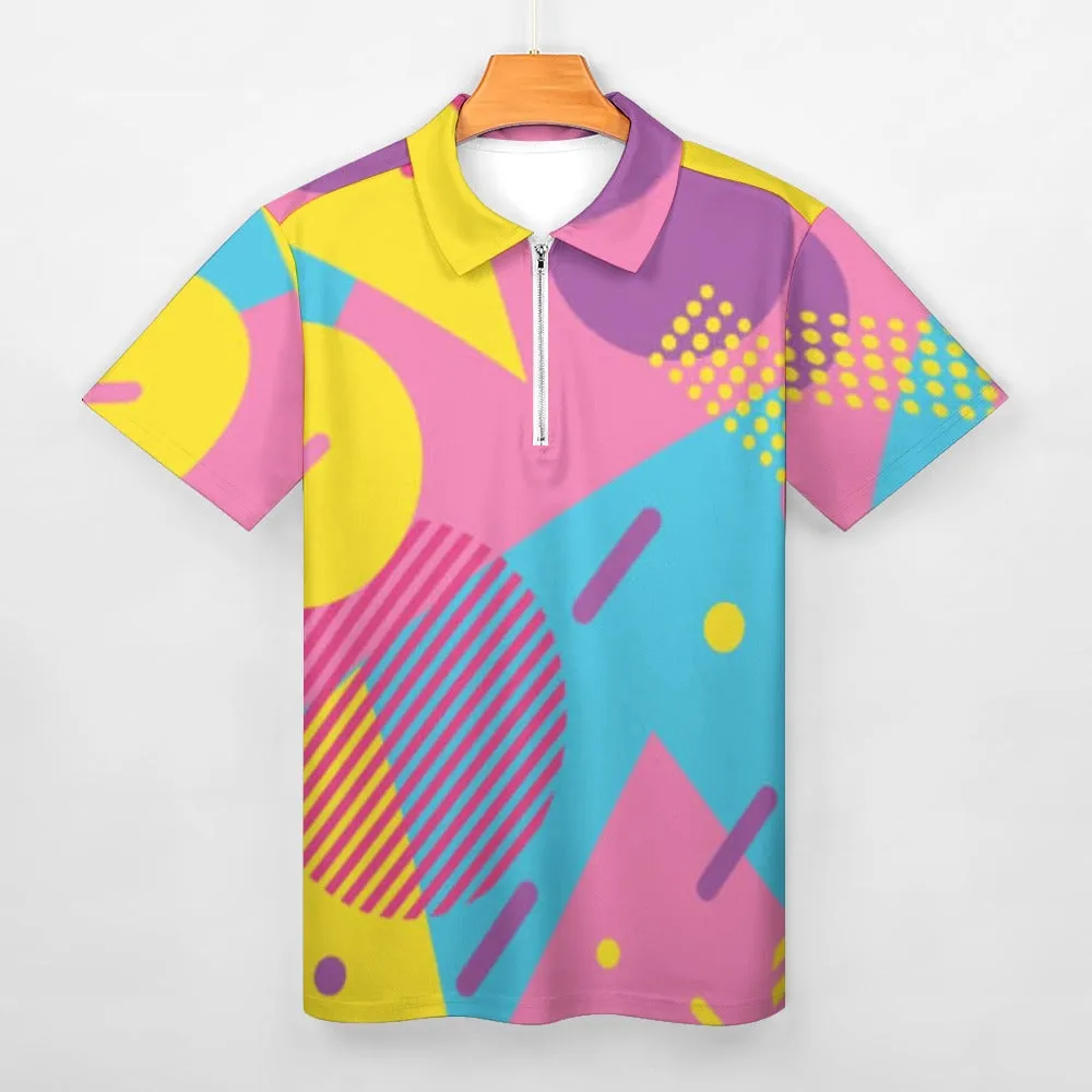 LOUD 90s Wallpaper Print Short Sleeve Polo Shirt