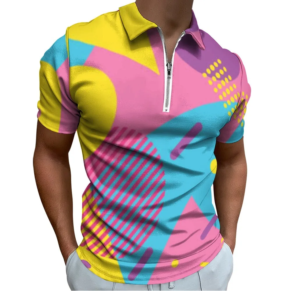 LOUD 90s Wallpaper Print Short Sleeve Polo Shirt