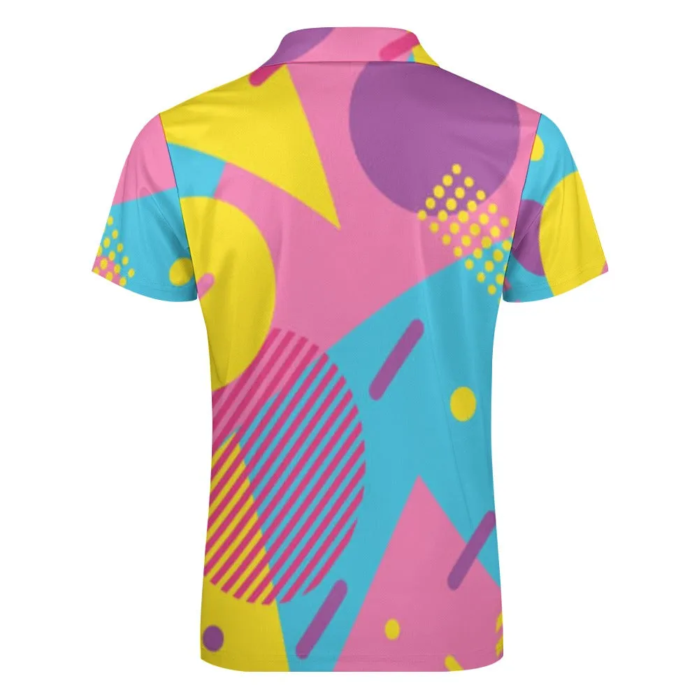 LOUD 90s Wallpaper Print Short Sleeve Polo Shirt