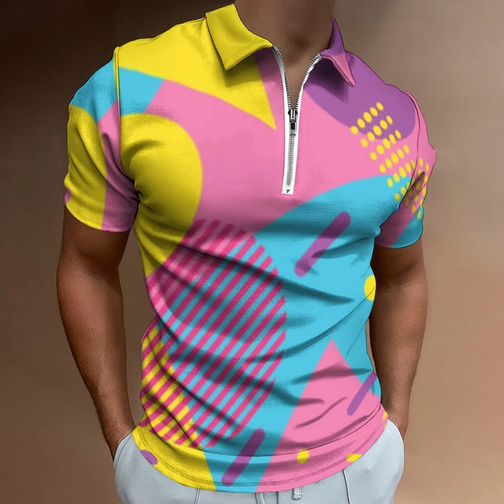LOUD 90s Wallpaper Print Short Sleeve Polo Shirt