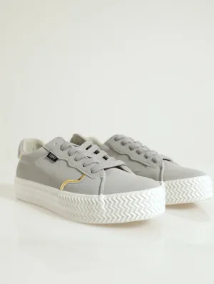 Low Cut Pu Platform Lace-up Metallic Insert Sneaker - Light Grey