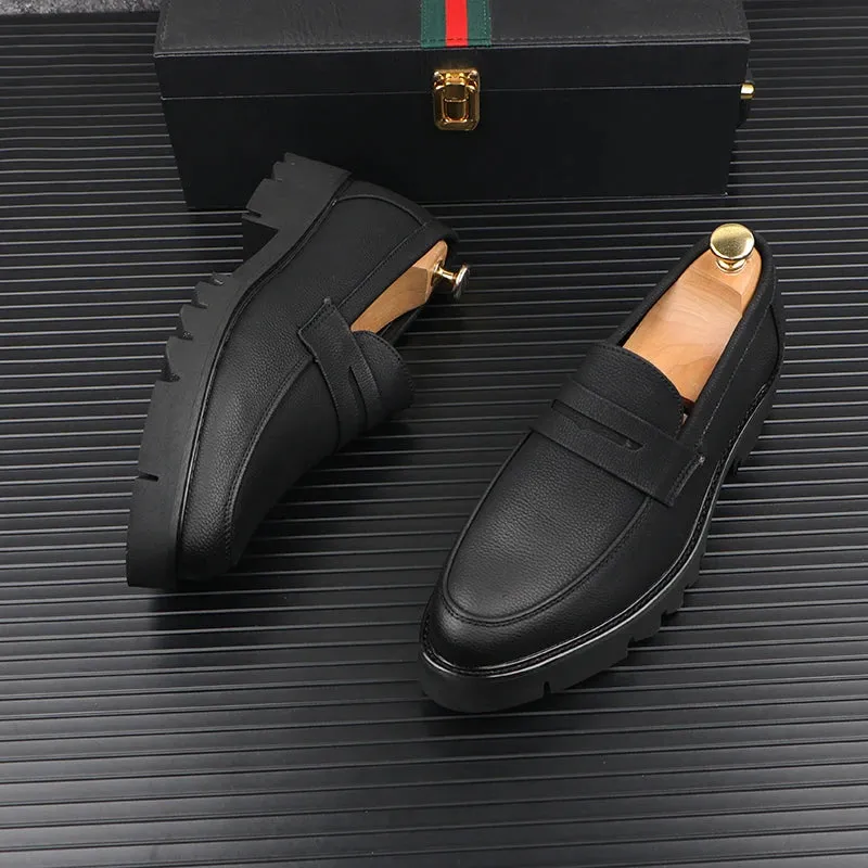 LuxusMann Echtleder Slip-On Plattform-Slipper für Herren