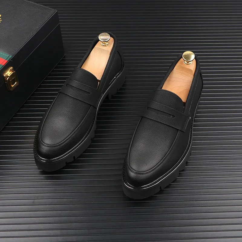 LuxusMann Echtleder Slip-On Plattform-Slipper für Herren
