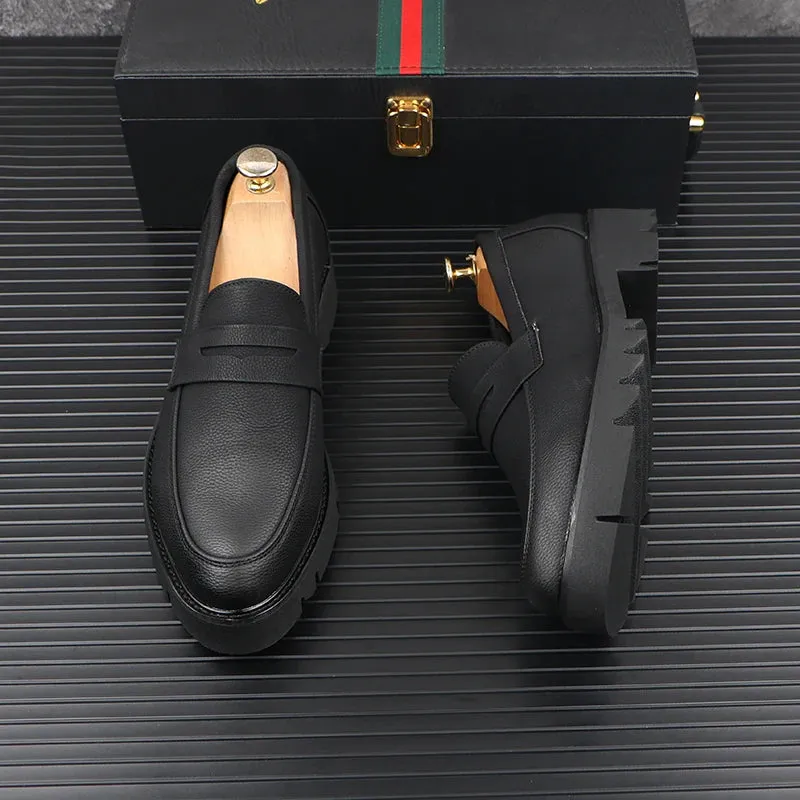 LuxusMann Echtleder Slip-On Plattform-Slipper für Herren