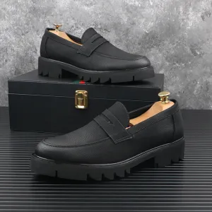 LuxusMann Echtleder Slip-On Plattform-Slipper für Herren