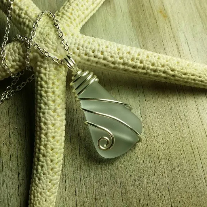 Made in Hawaii, Wire wraped "Magical Color Changing" Purple sea glass necklace