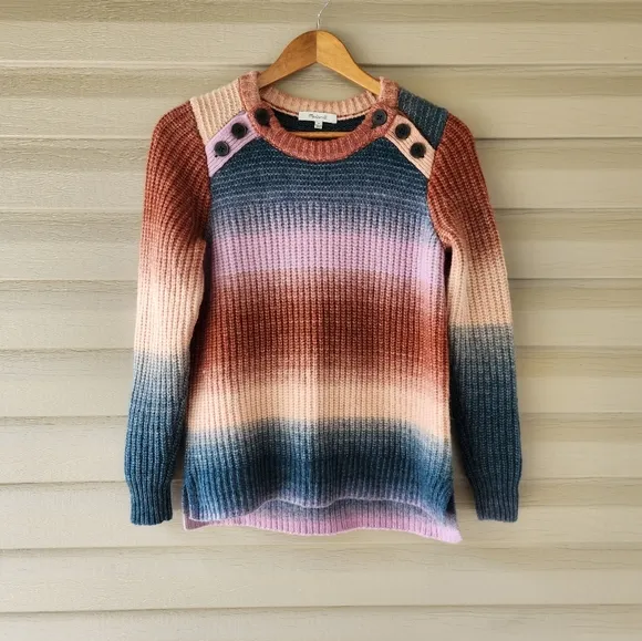 Madewell Space Dyed button shoulder pullover sweater size S