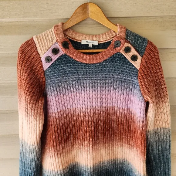 Madewell Space Dyed button shoulder pullover sweater size S