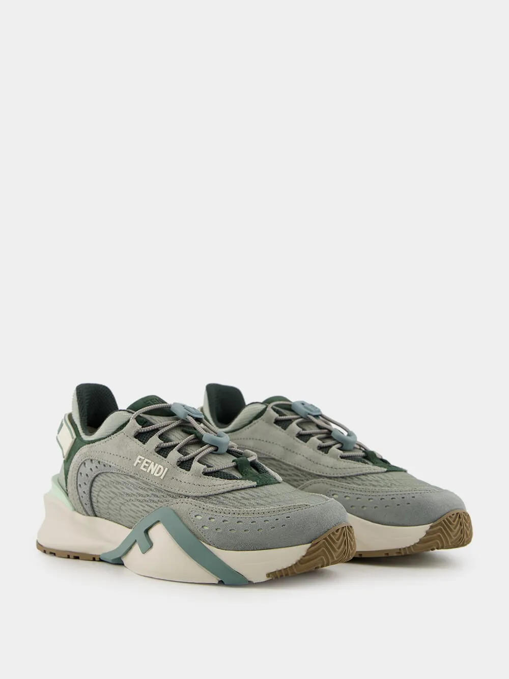 Matcha Mesh & Suede Flow Low-Top Sneakers