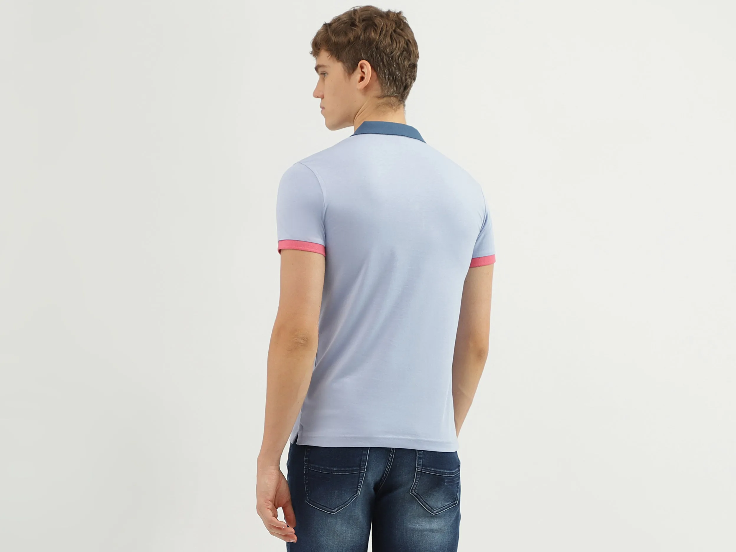 Men's Regular Fit Polo Neck Applique T-shirt