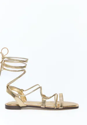 Metallic Tied Sandals - Gold