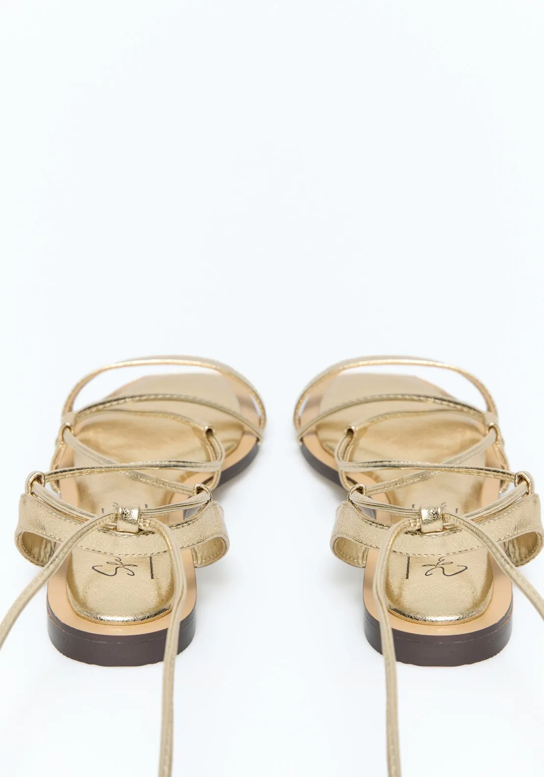 Metallic Tied Sandals - Gold