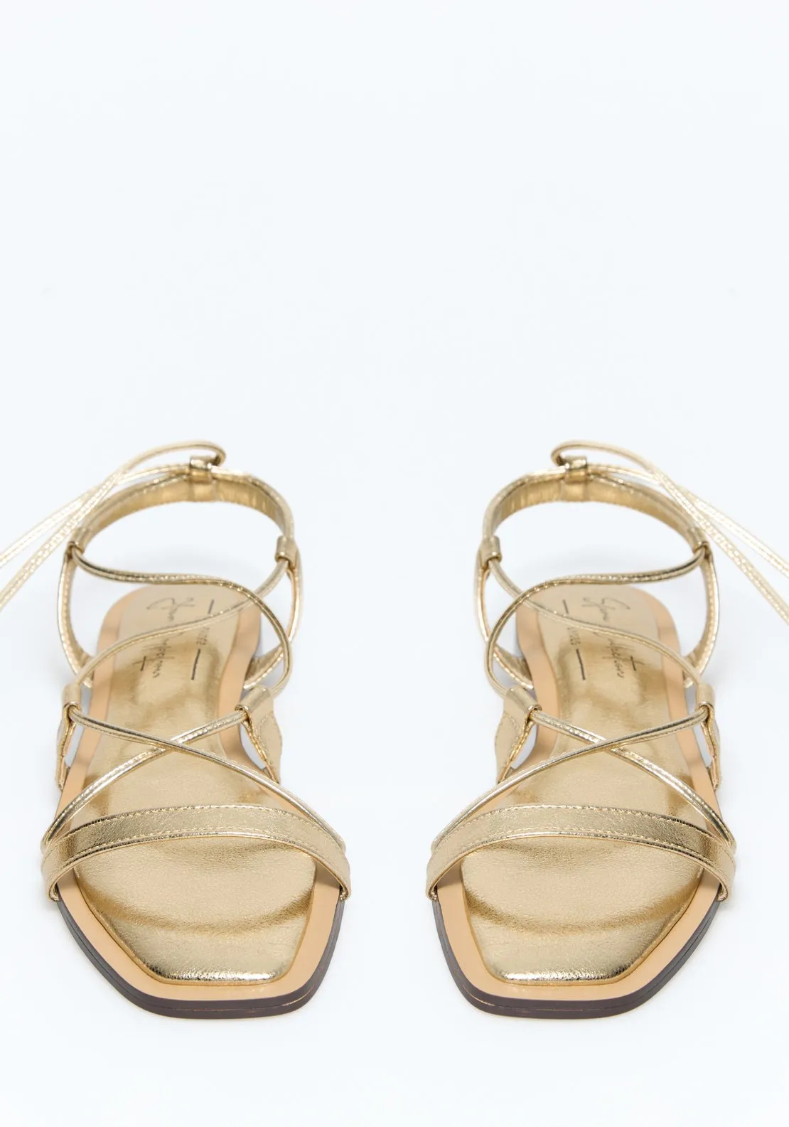 Metallic Tied Sandals - Gold