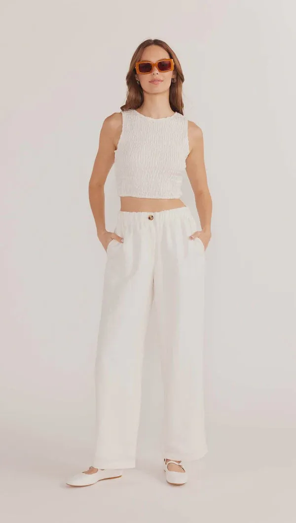 MinkPink Nerida Shirred Tank Top - Ivory