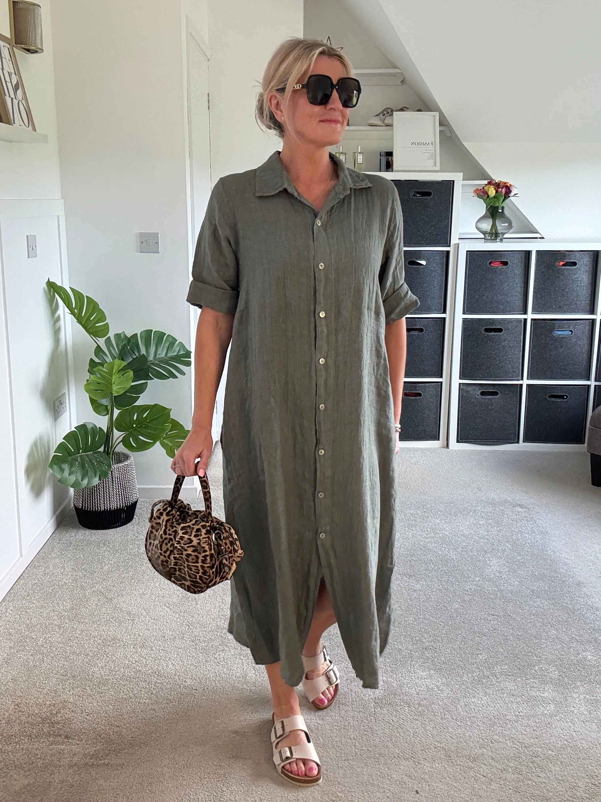 Mocha Linen Pocket Shirt Dress