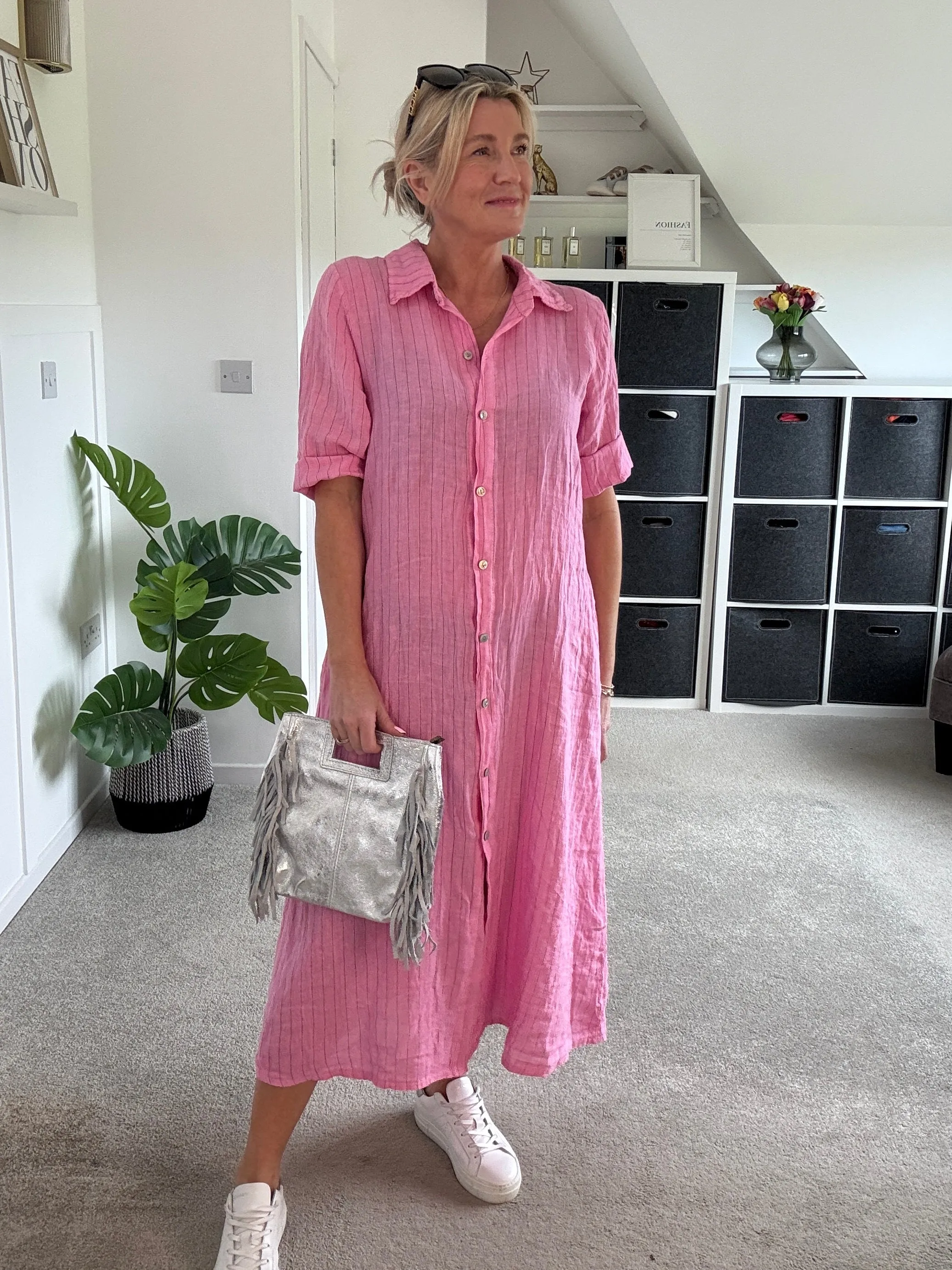 Mocha Linen Pocket Shirt Dress