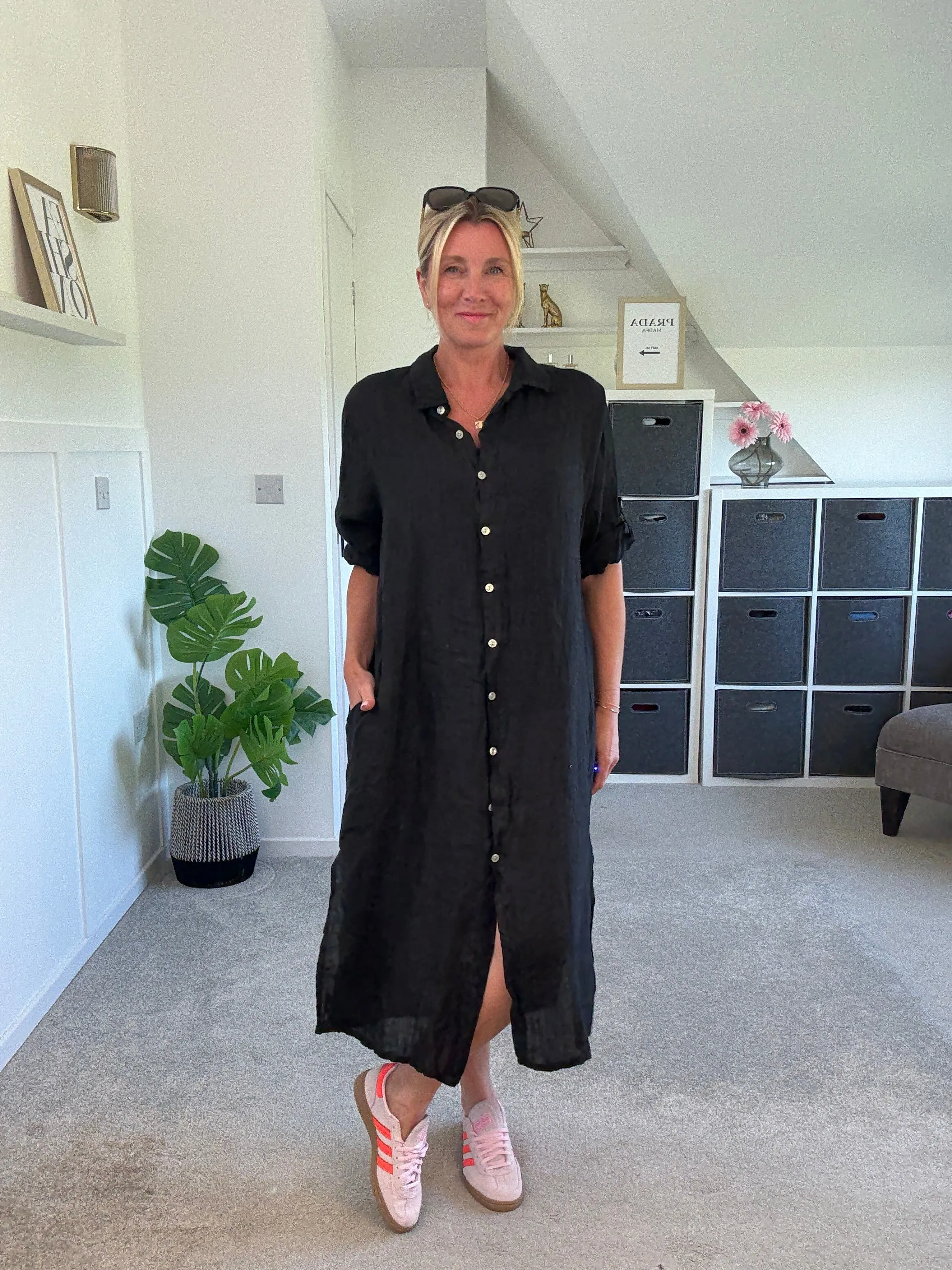 Mocha Linen Pocket Shirt Dress